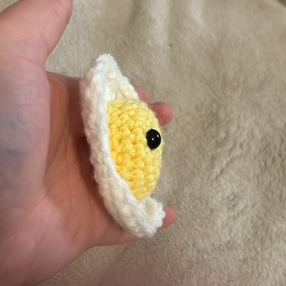 Handmade Crochet Fried Egg Stuffy - Picture 4 of 4